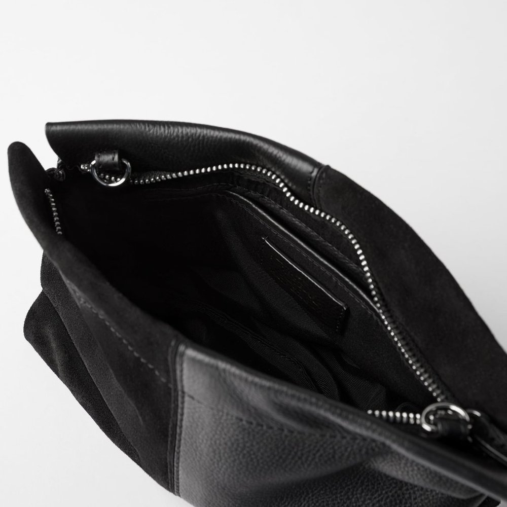 NWT ZARA Black Crossbody Leather Bag - Picture 5 of 10